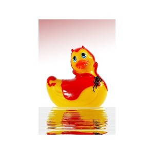 vibrant red and yellow duckie devil duck